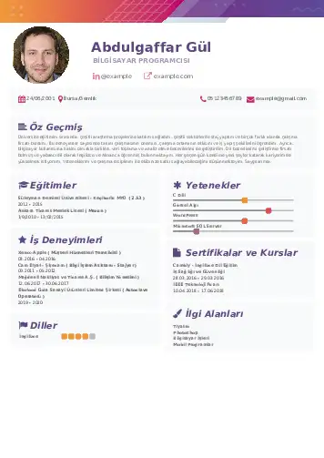 Bilgisayar Programcısı CV Örnekleri cv indir